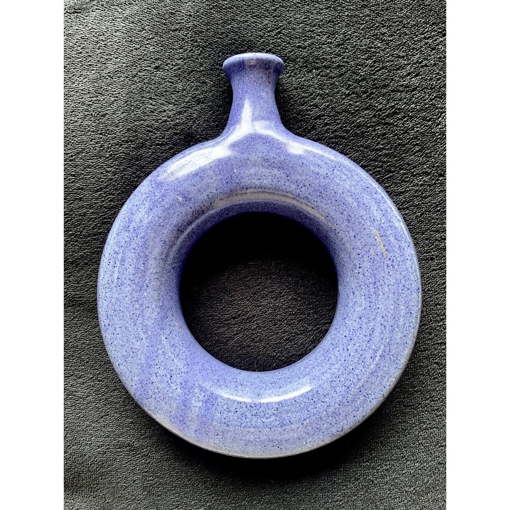 Vintage "The Potter's House" Folk Art Glazed Pottery Ring Flask Bottle - Picture 6 of 11